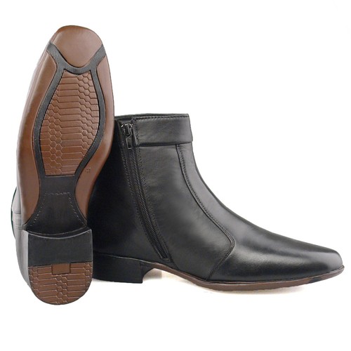 Mens black leather boots - mens, side
