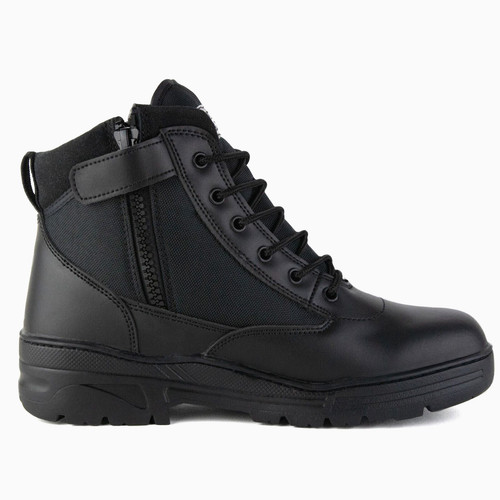 Black leather side zip army - leather,