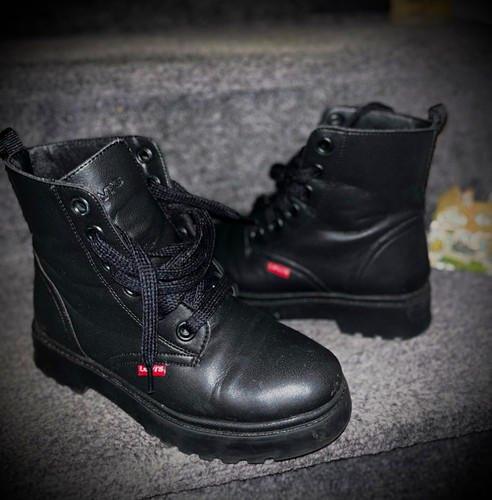 Levi men black leather - men's,