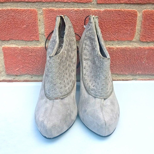 Grey suede studded ankle - grey,