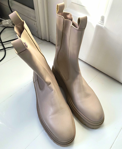 Zara beige leather chelsea - leather,