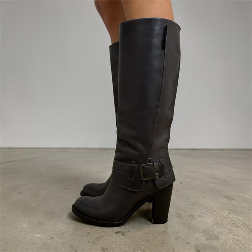Star raw grey leather knee - raw,