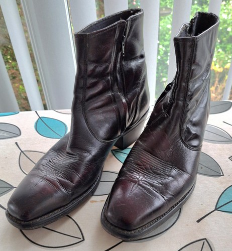 Brown western leather zip - western,