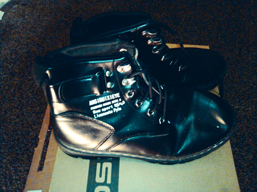 Ans black leather work ankle - leather,