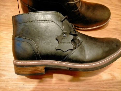 New black leather mens boots - new,