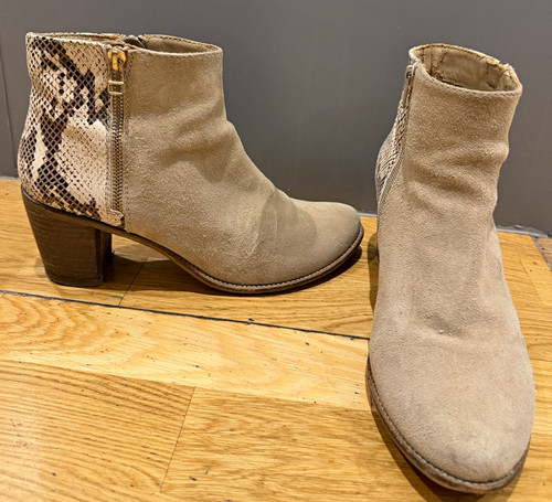 Cara beige suede ankle booties - beige,