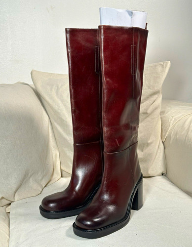 Zara women burgundy leather - zara,