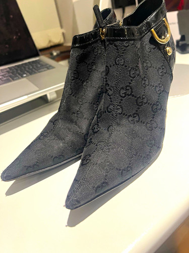 Gucci black canvas ankle - gucci, gg
