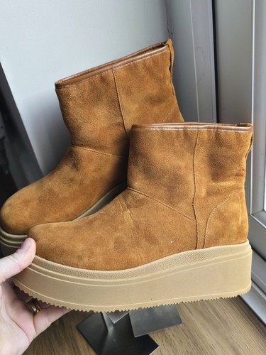 Dune podsey tan suede platform - suede,