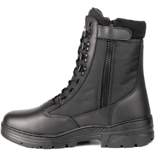 Black leather side zip - black, army