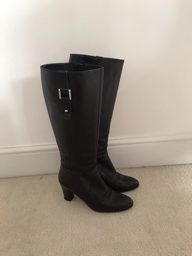 Black leather boots - black,