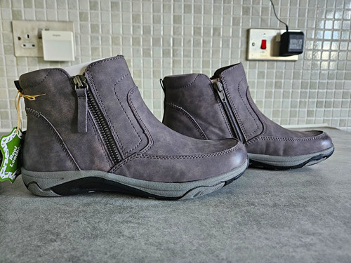 Veda womens grey leather zip - veda,