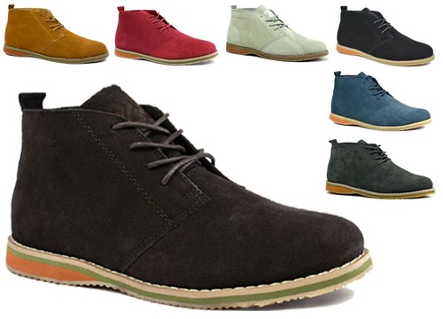 Mens leather suede black boots - leather,