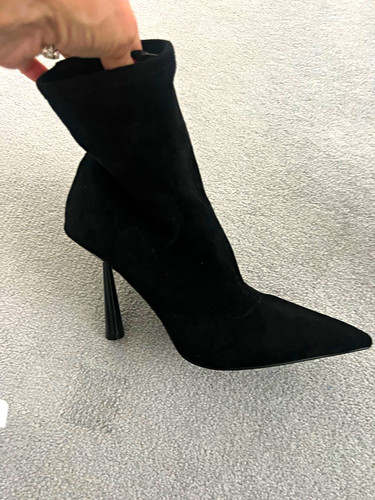 Women black suede sock - suede,